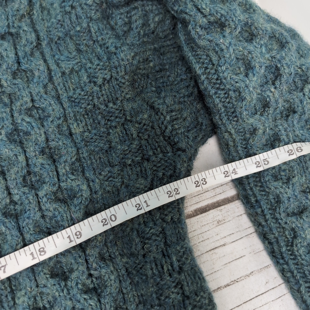 Aran Sweater Market 100% Wool Green Fisherman Sweater Size XL - Picture 5 of 7